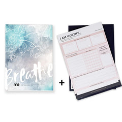 Breathe gratitude journal bundle with I am worthy mindset notepad 