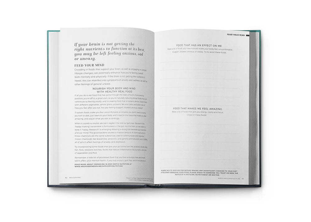 Feed your mind page in Breathe resilience journal. 