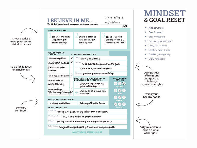 Mindset instruction sheet 